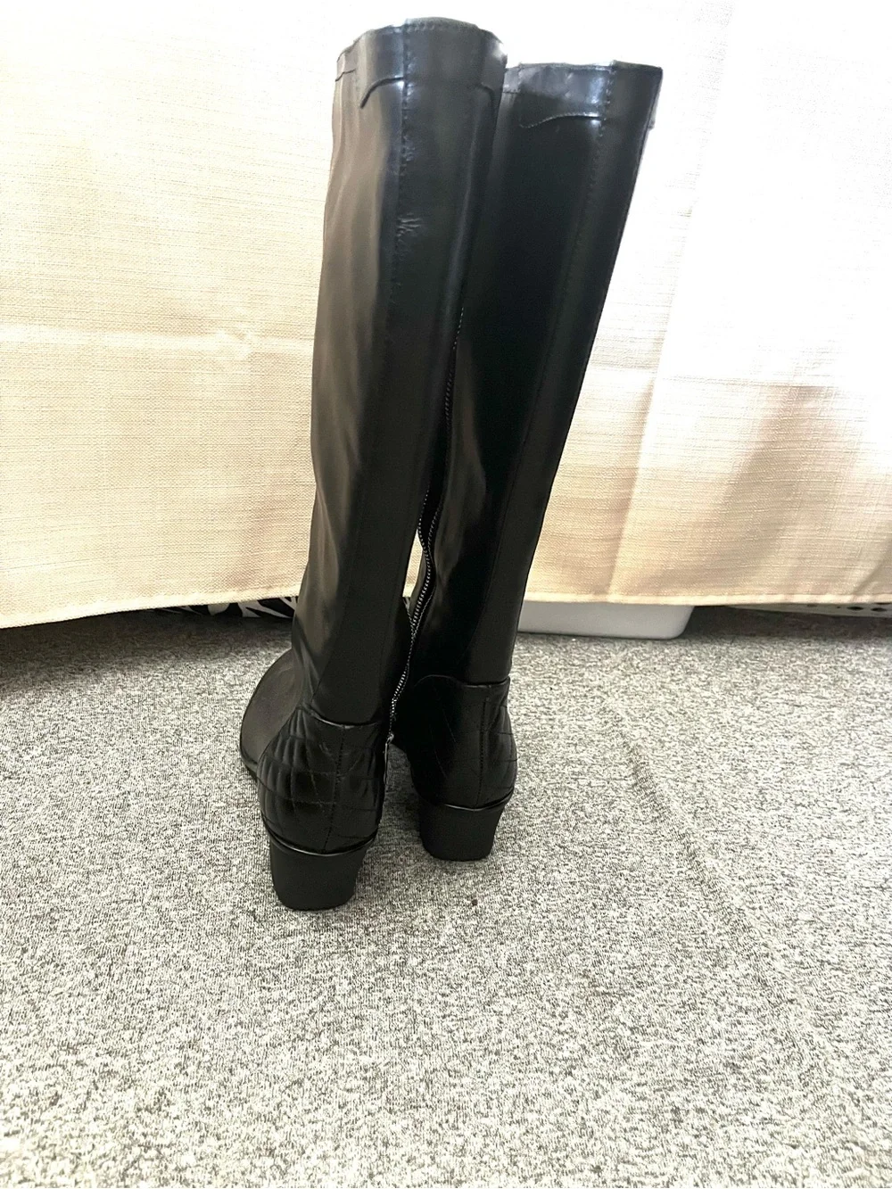 Taryn Rose Black Over-the-Knee Quilted Wedge Boots